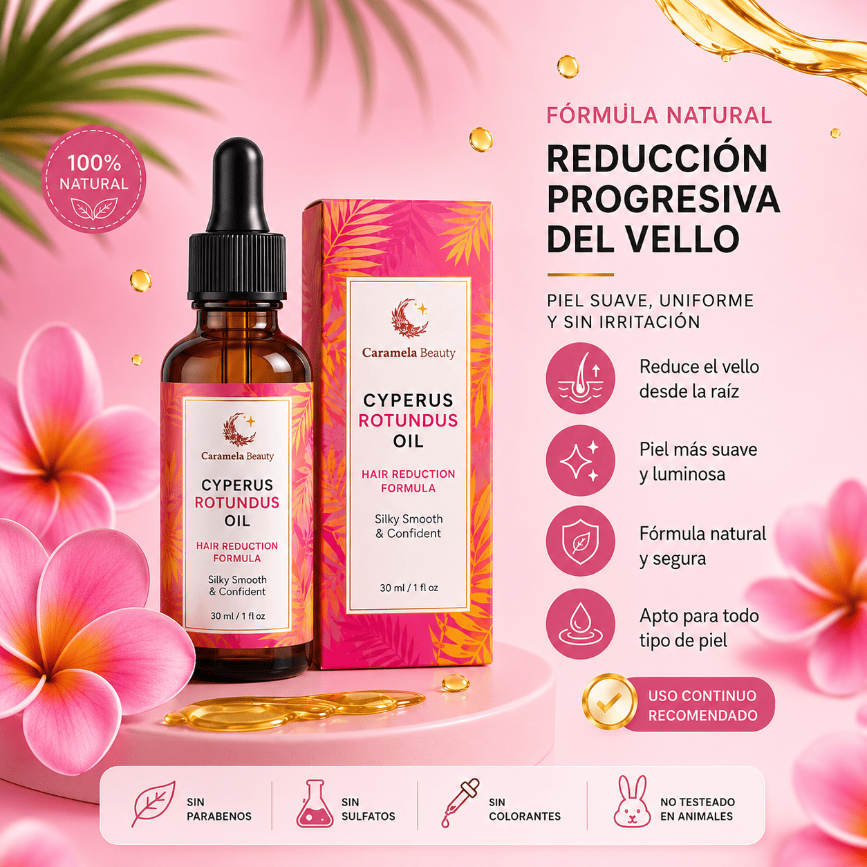 Cyperus Rotundus Oil | Reduce el Vello • Suaviza la Piel • Fácil Aplicación