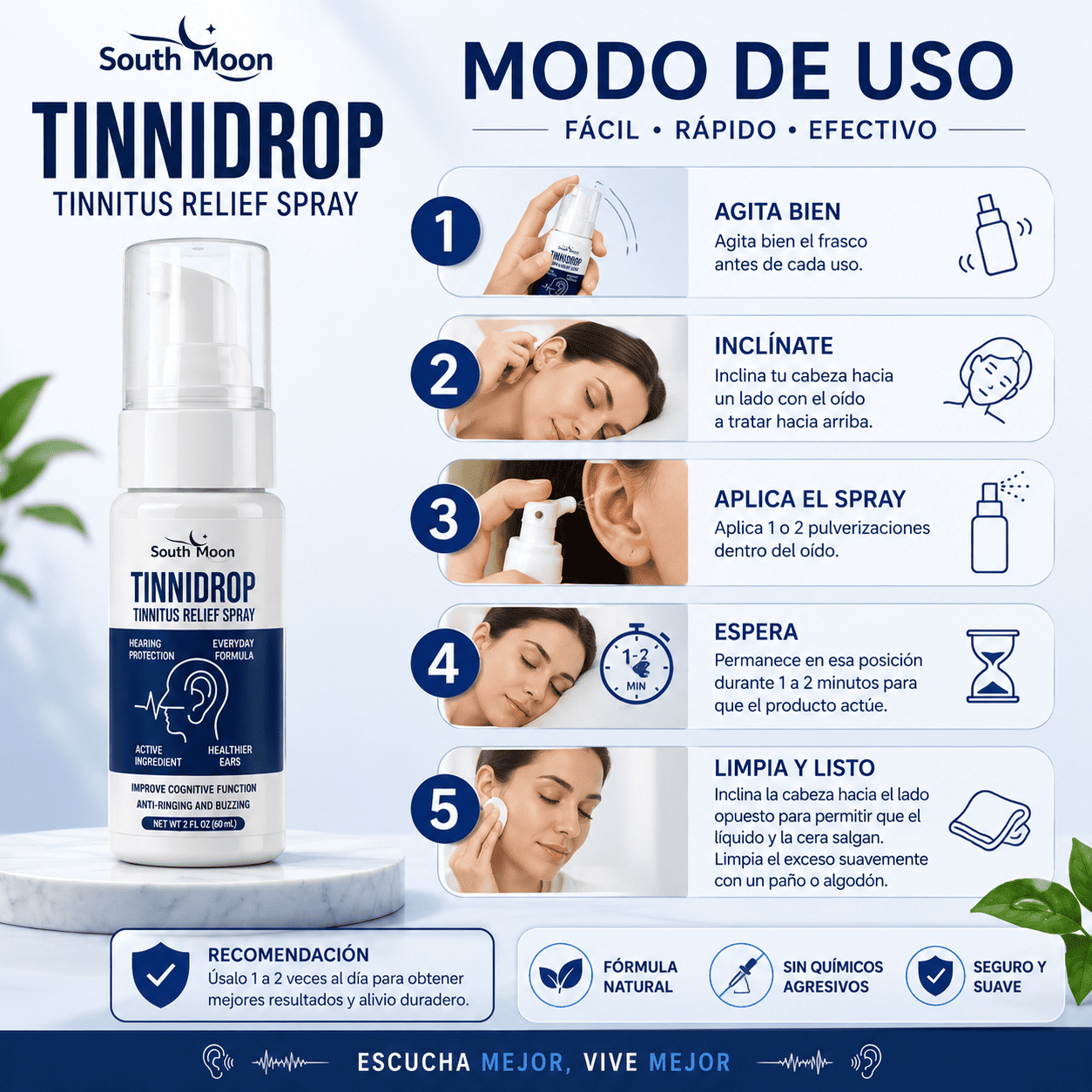 TinniDrop™ OFERTA ESPECIAL 2x1 a S/99 | Limpieza Profunda de Oídos y Ayuda Contra el Tinnitus y Zumbidos
