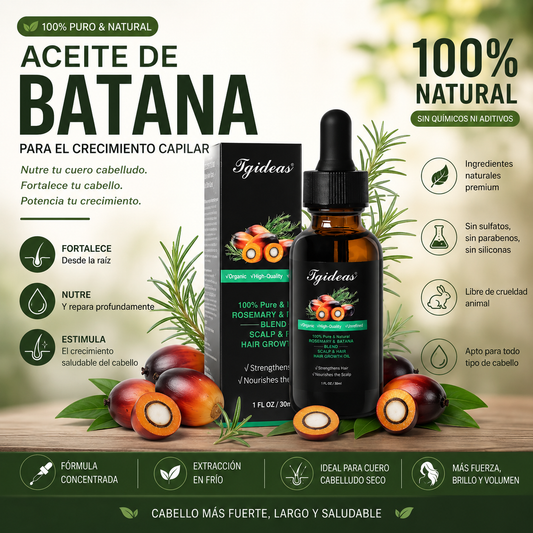 Aceite Batana 100% Puro con Romero y Maca Nutritivo Estimula el Crecimiento Capilar y Restaura el Cabello Dañado