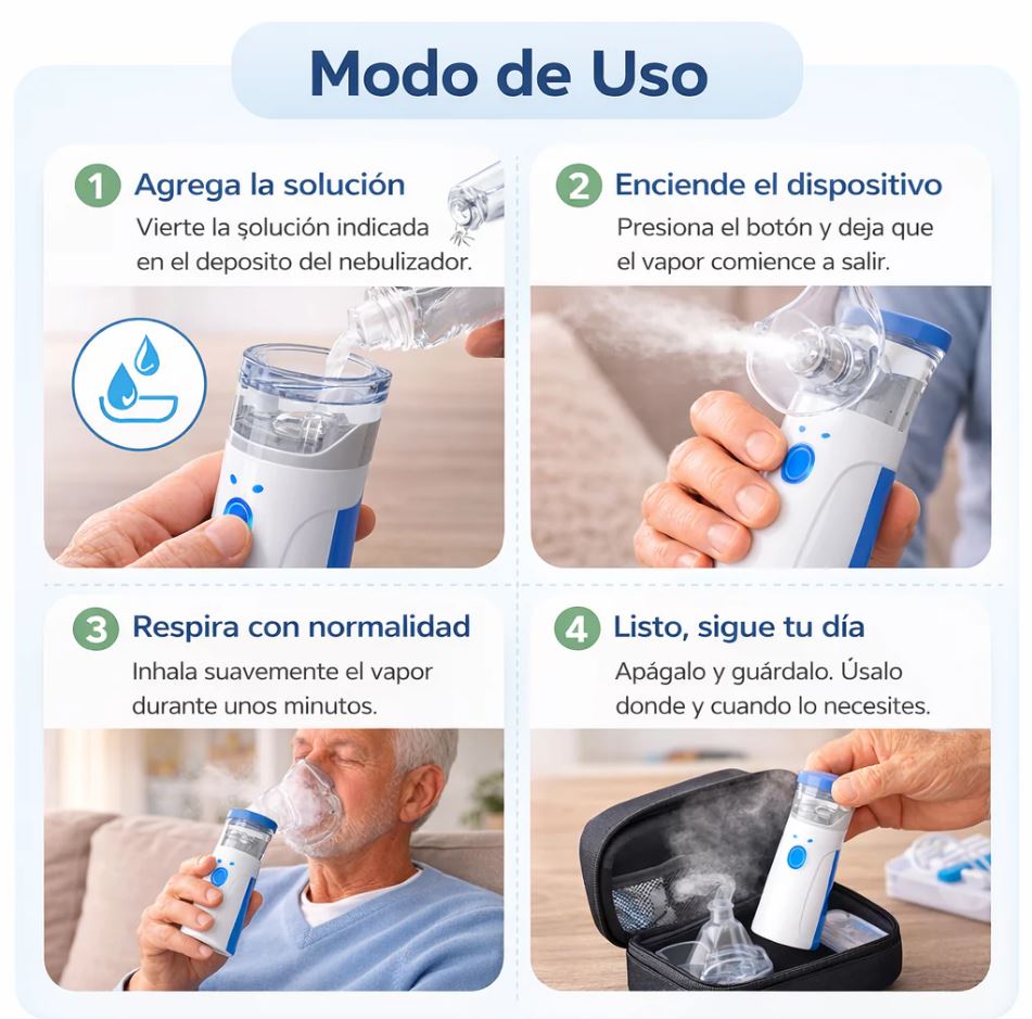 Nebulizador Portátil Pro 3 en 1 para Niños | Fácil de Usar y Llevar a Cualquier Lugar