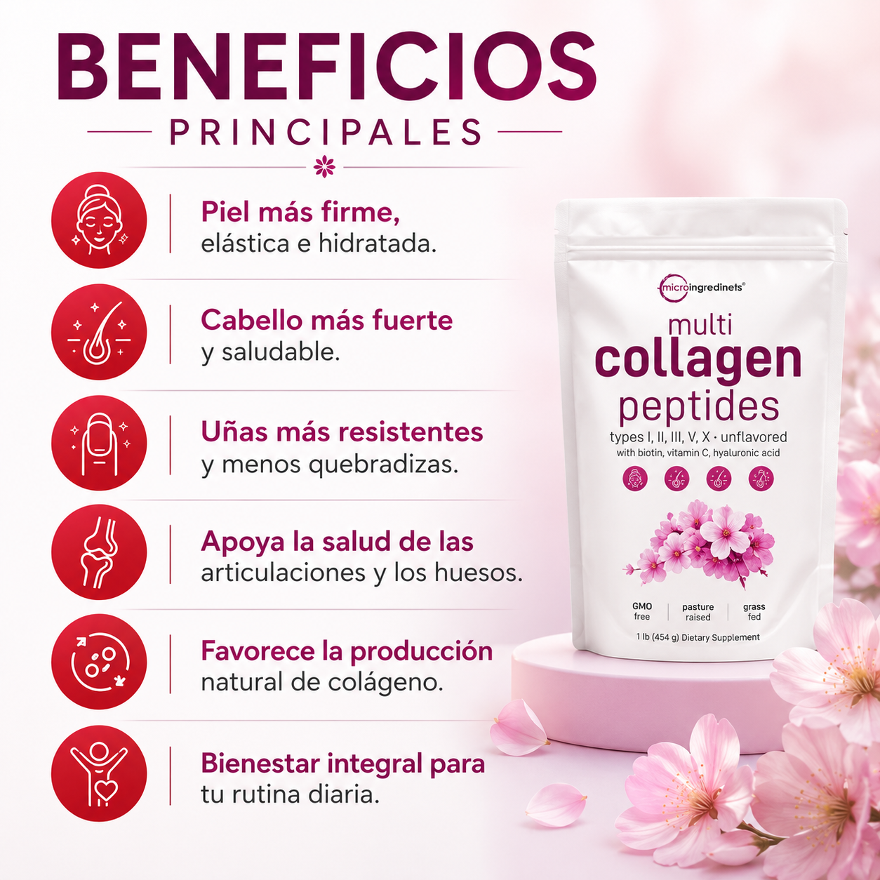MULTI COLLAGEN PEPTIDES-5 TIPOS DE COLÁGEN0 para piel, articulaciones y huesos.