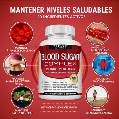 Toplux Blood Sugar Complex – Paga 1, Llévate 2 (Segunda Unidad GRATIS) por solo S/99
