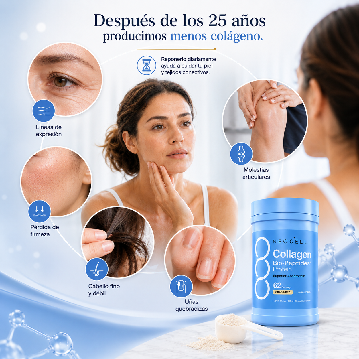 Neocell Colágeno Bio-peptides Protein 400g Sin Sabor