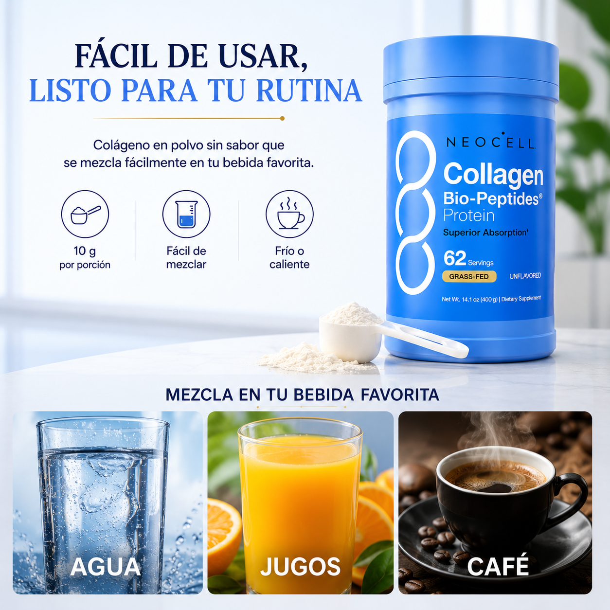 Neocell Colágeno Bio-peptides Protein 400g Sin Sabor