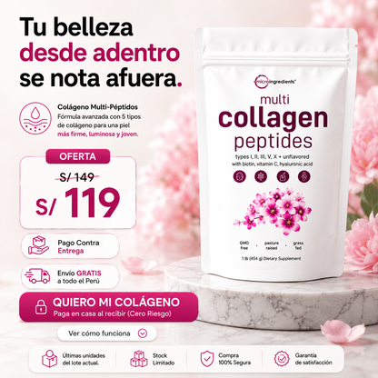 MULTI COLLAGEN PEPTIDES-5 TIPOS DE COLÁGEN0 para piel, articulaciones y huesos.